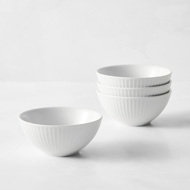 Pillivuyt Plisse Porcelain Rice Bowl, Set of 8