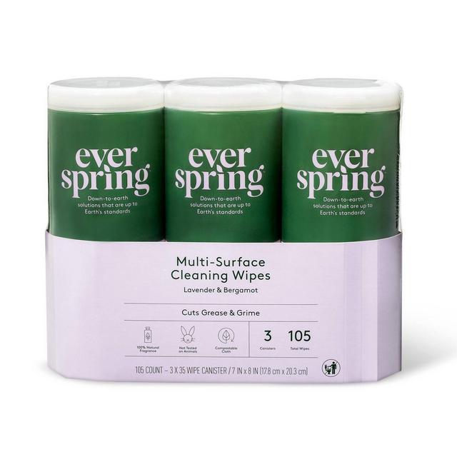Multi-Surface Cleaning Wipes Lavender & Bergamot - 35ct/3pk - Everspring™