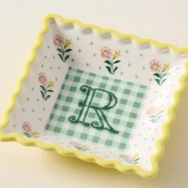 Georgia Monogram Stoneware Trinket Dish