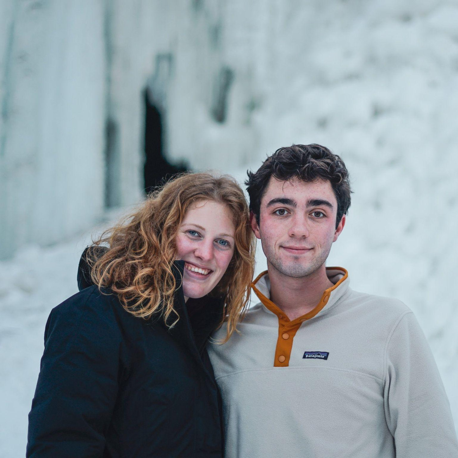 Standing in front of frozen Minnehaha falls