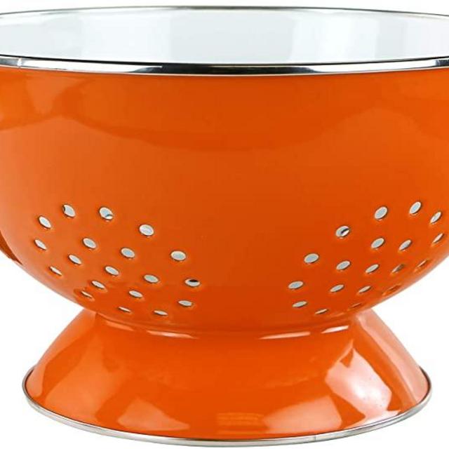 Calypso Basics by Reston Lloyd 5 Quart Enamel-on-Steel Colander, Large, Orange