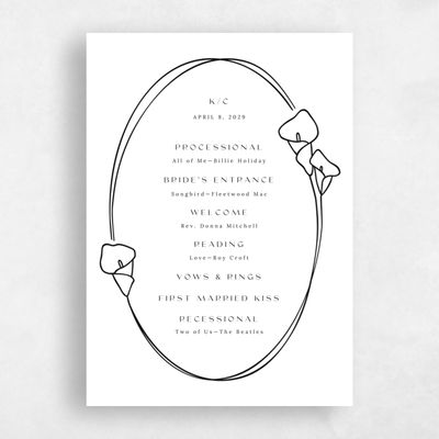 White Wedding Program - Calle