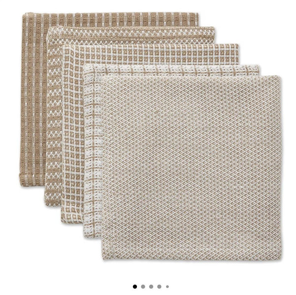 DII Everyday Kitchen Collection Assorted Dishcloth Set, 12x12, Stone, 5 Count