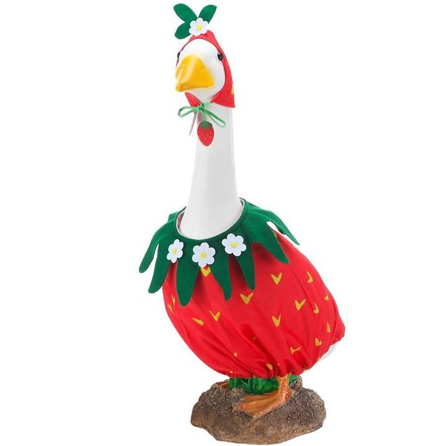 Arrowbash Strawberry Porch Goose Outfits, Strawberry Lawn Statue Clothes for 23'' Goose - Ideal for Summer Yard Outdoor Garden Patio Party Decoration