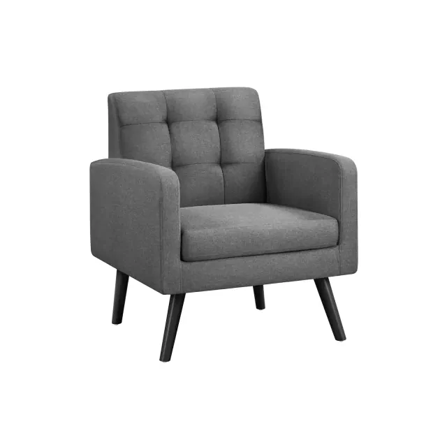 Yaheetech Modern Armchair Accent Chair Fabric Tufted with Rubber Wooden Leg, Dark Gray