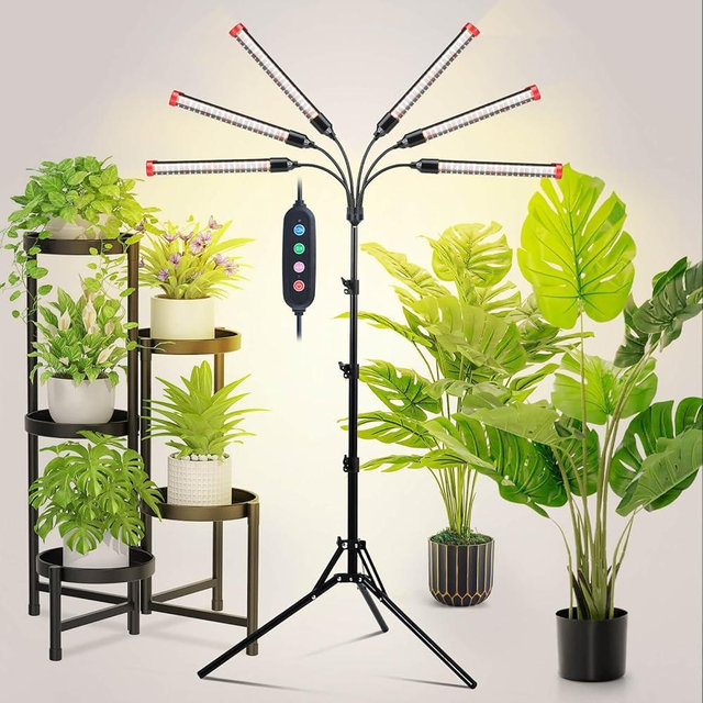 JINHONGTO 54 Watt Grow Lights for Indoor Plants with Stand, Standing Tall Plant Light, 4,8,12,16,20H Timer, Full Spectrum Bonsai Tree Grow Light, 24"-64" Adjustable Tripod Stand Plant Growing Lamps