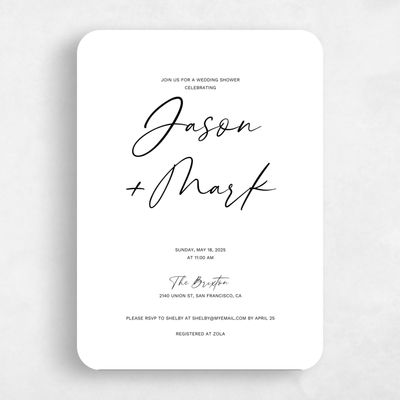 White Rounded Wedding Wedding Shower Invitation - Nahomi Classic