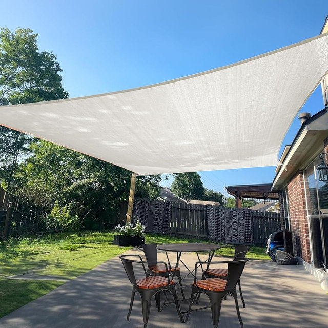 SUNLAX Sun Shade Sail 8' x 10' Cream Rectangle Canopy Sail Shade Cover UV Block Permeable Sunshade Outdoor for Patio Backyard Deck Pergola (We Make Custom Size)