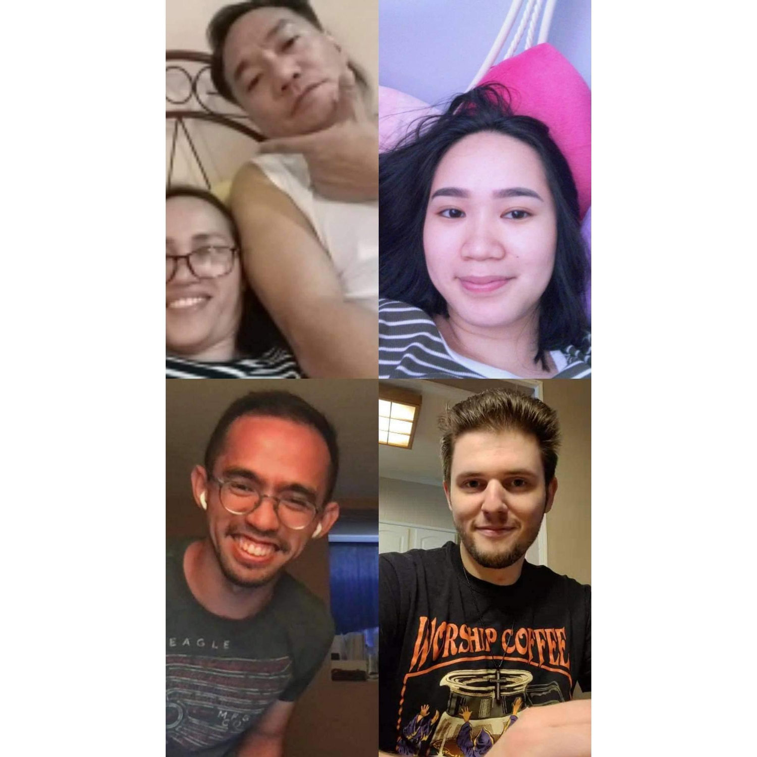 Jocill's mom and dad in the Philippines, Kevin in Boston (Jocill's brother). <3
