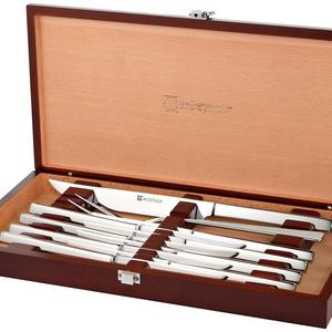 Wusthof Stainless Steel 10 Piece Steak and Carving Set with Presentation Chest, Silver