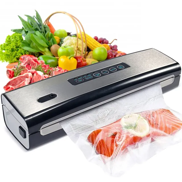 MOVSSOU Vacuum Sealer Machine Food Sealer Food Preservation w/Starter Kit Dry & Moist Food Modes