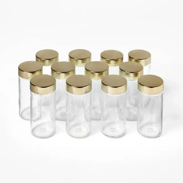 24pc Glass Spice Jar Set with Funnel and Labels Champagne - Figmint™