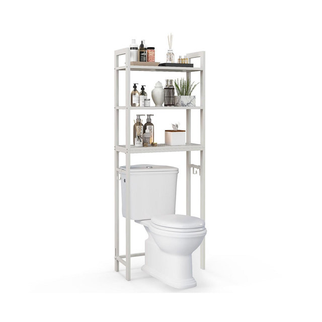 Costway Over-The-Toilet Storage Shelf Space Saving Metal Bathroom Organizer Hooks