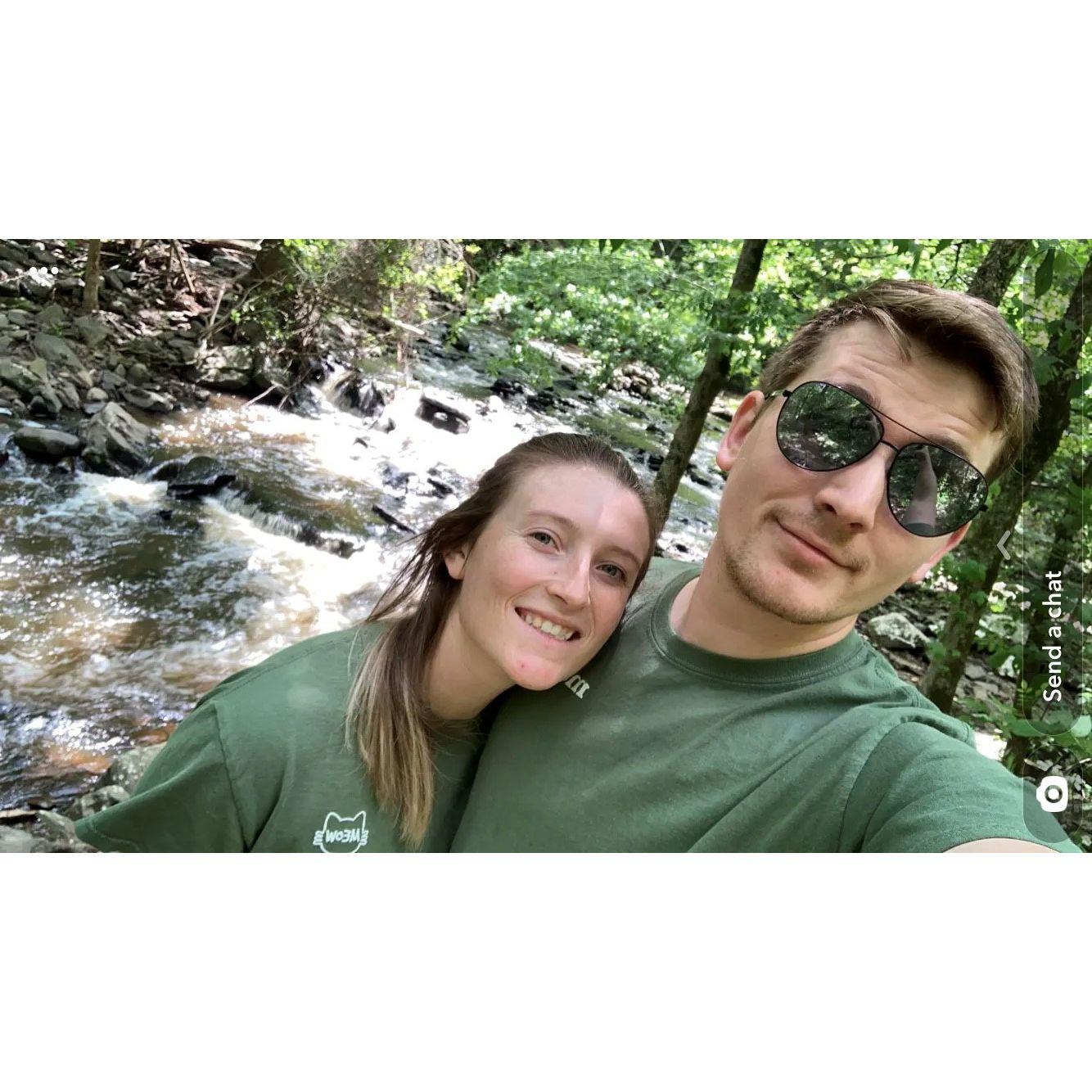 Hiking at Petit Jean State Park.