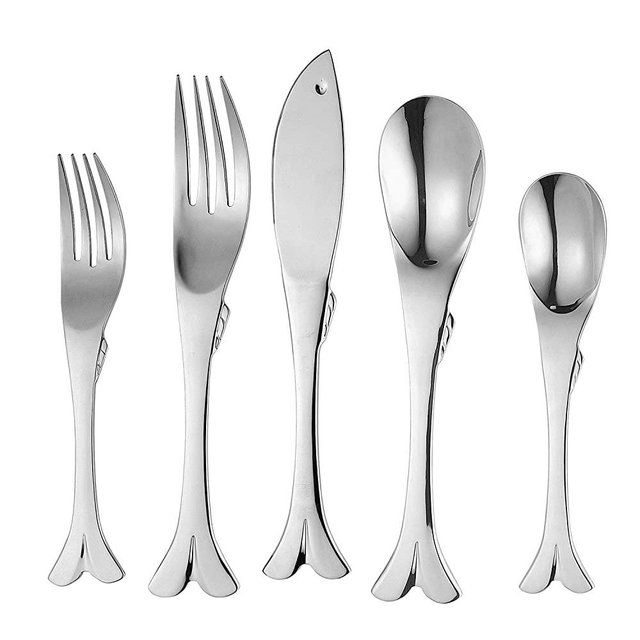Supreme 20-Piece 18/8 Stainless Steel Flatware Set with Fish Style, Service for 4, Include Knives/Forks/Spoons/Teaspoons/Salad Forks, Mirror Polished, Dishwasher Safe