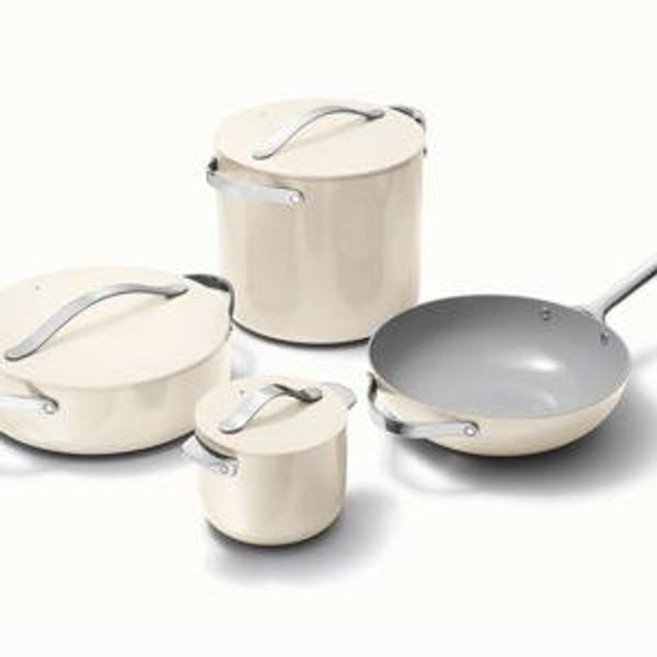 Cookware+ Set | Non-Stick Cookware Set & Storage (Cream)
