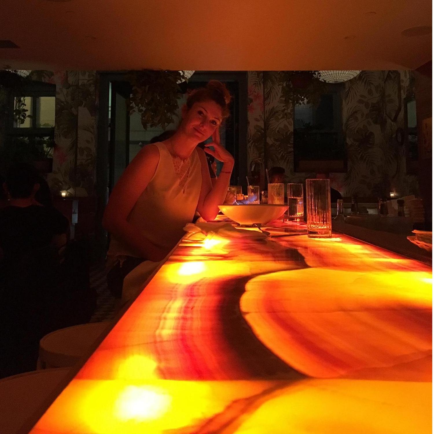 First Date: Once Aaron realized Guy was her cousin, Aaron grabbed two seats at the bar and let him take care of the rest.
