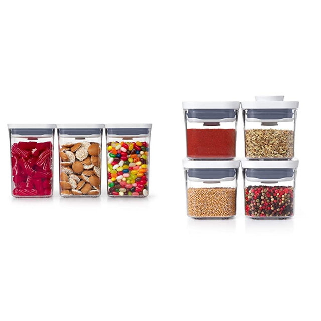 OXO Good Grips 3-PC Small Square Short POP Container Set & Good Grips 4-Piece Mini POP Container Set