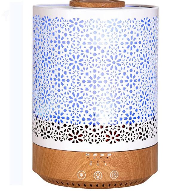 BlueHills 2500 ML Humidifier with Essential Oil Diffuser Combo Aroma Home Décor Design for Large Bed Bath Kids Baby Living Rooms Big Capacity LED Lights Scent Ultrasonic Cool Mist Wood Grain F006