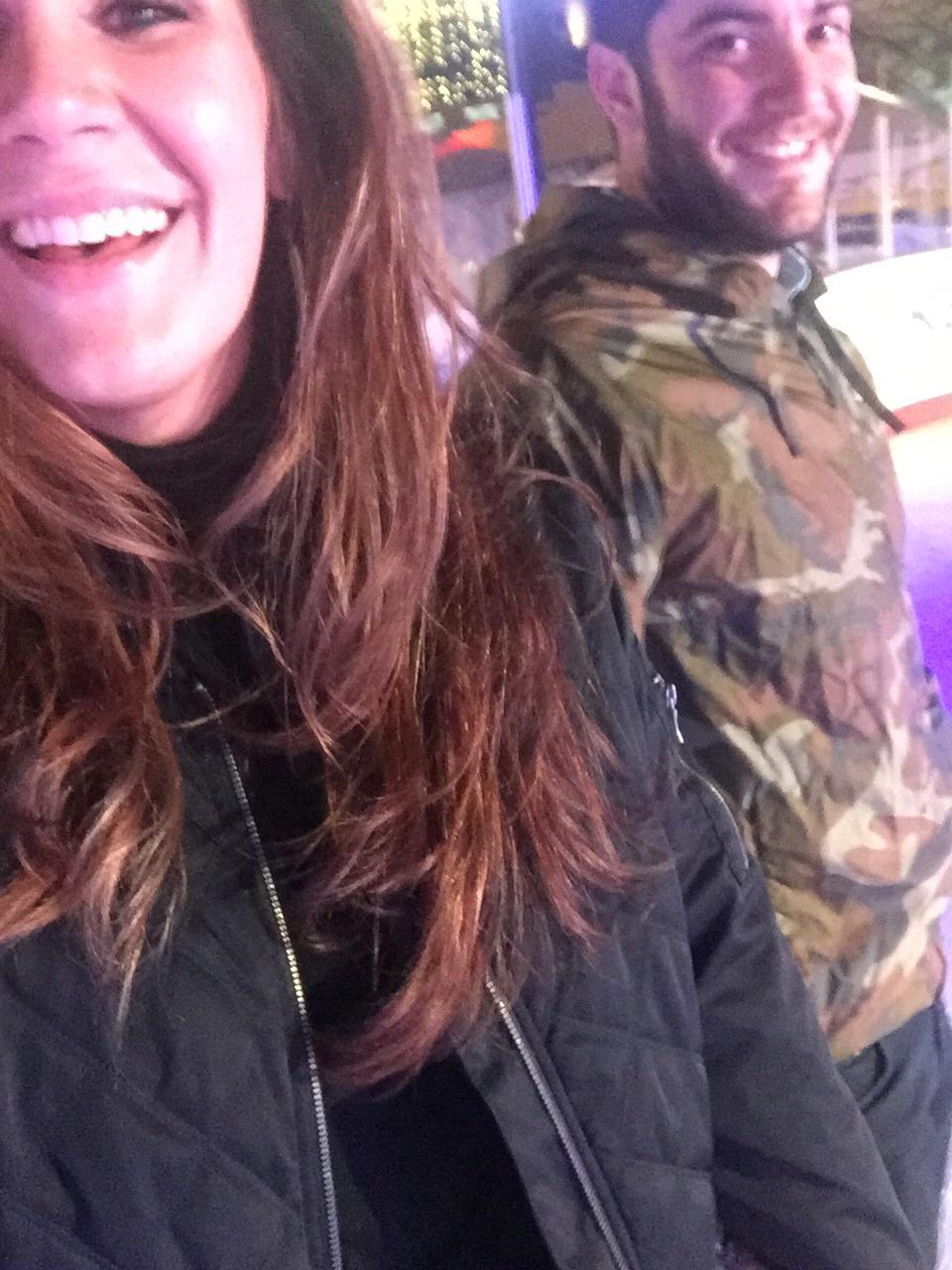 First selfie of us together -it was our third date and went ice skating!