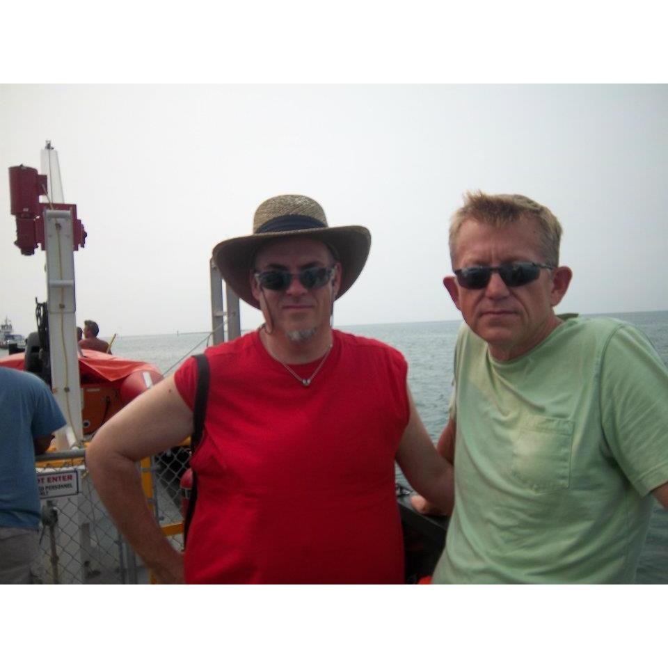 On a ferry ride. We love the Outer Banks!