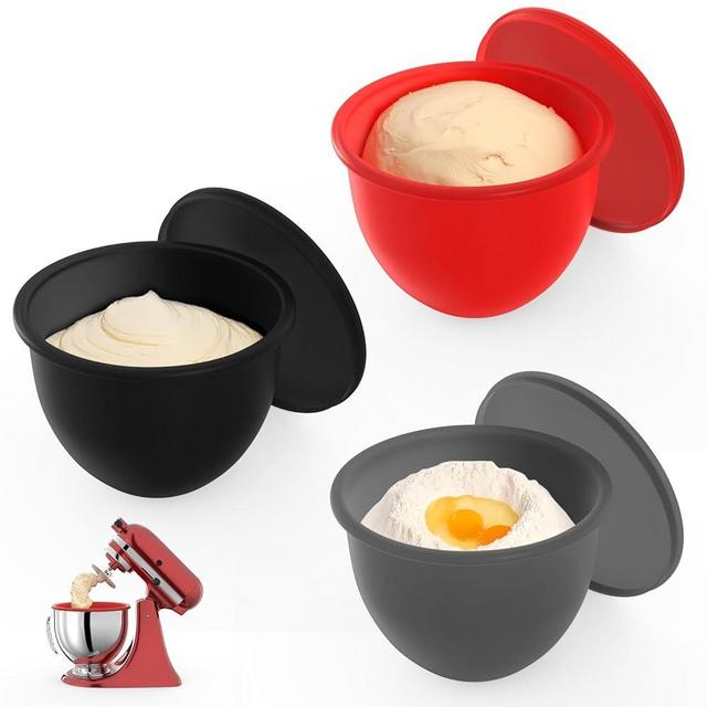 Uitwetu Silicone Liners for KitchenAid Tilt-Head 5QT Stand Mixers, Mixing Bowl Liner Replacement for Kitchen Aid 4.5-5 QT Mixer Attachments & Accessories, 3-Pack Liners with 3 Lids, Dishwasher Safe