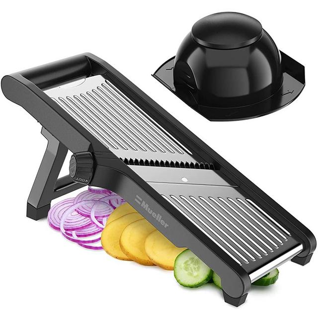 Mueller Stainless Steel Mandoline Slicer for Kitchen, Julienne, Handheld Vegetable Chopper, Fruits