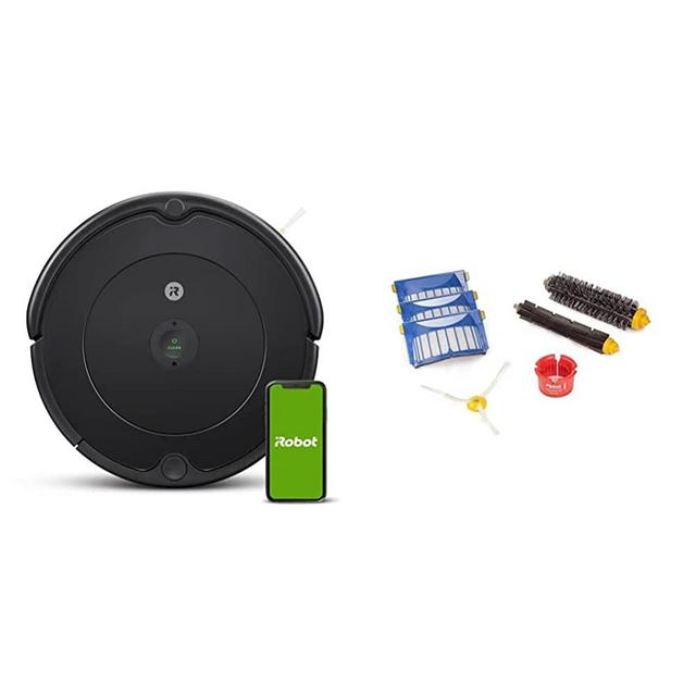 iRobot Roomba 694 Robot Vacuum-Wi-Fi Connectivity, Good for Pet Hair, Carpets, Hard Floors, Self-Charging with Authentic Replacement Parts - Roomba 600 Series Replenishment Kit, White