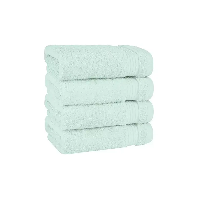 American Soft Linen Bekos 4 Pack Hand Towel Set, 100% Cotton Hand Towels for Bathroom, Mint