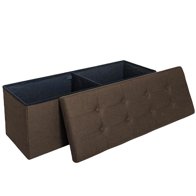 GLAXYFUR 43 Inches Folding Storage Ottoman Bench, Storage Chest, Footrest for Entryway, Living Room, Holds up to 660 lb, Brown