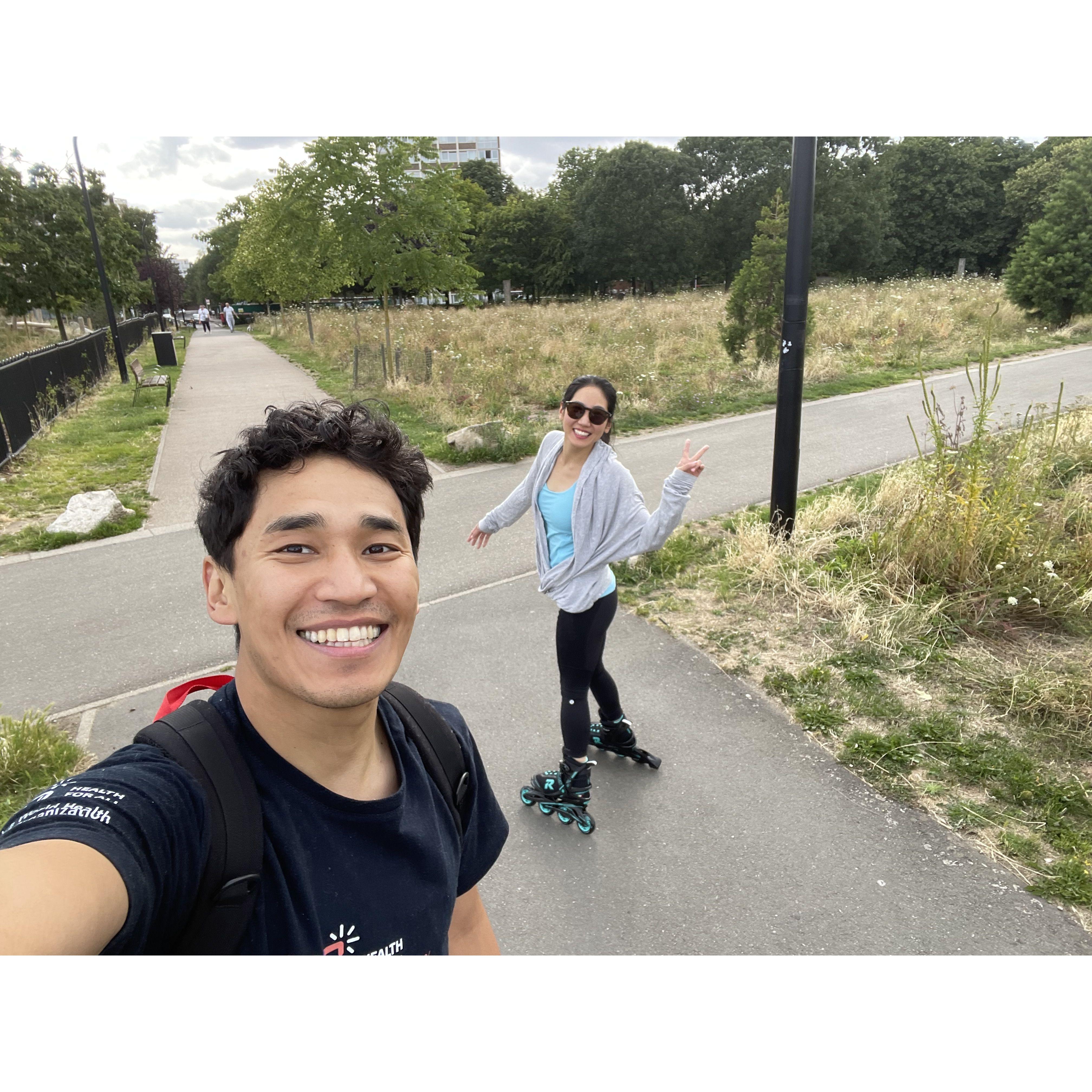 And also rollerblading around London from Shoreditch to Battersea Park