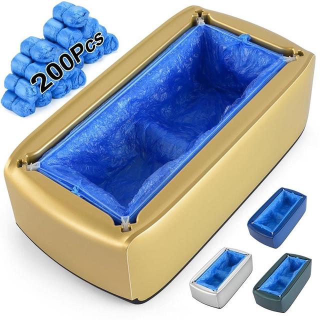 LYSHIYI Shoe Covers Machine Automatic Shoe Cover Dispenser with 200pcs Disposable Plastic Shoe Cover for Home, Office, Supermarket, Factory, Hospital (Gold)