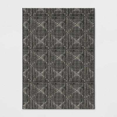 5' x 7' Diamond Pixel Outdoor Rug Black - Project 62™