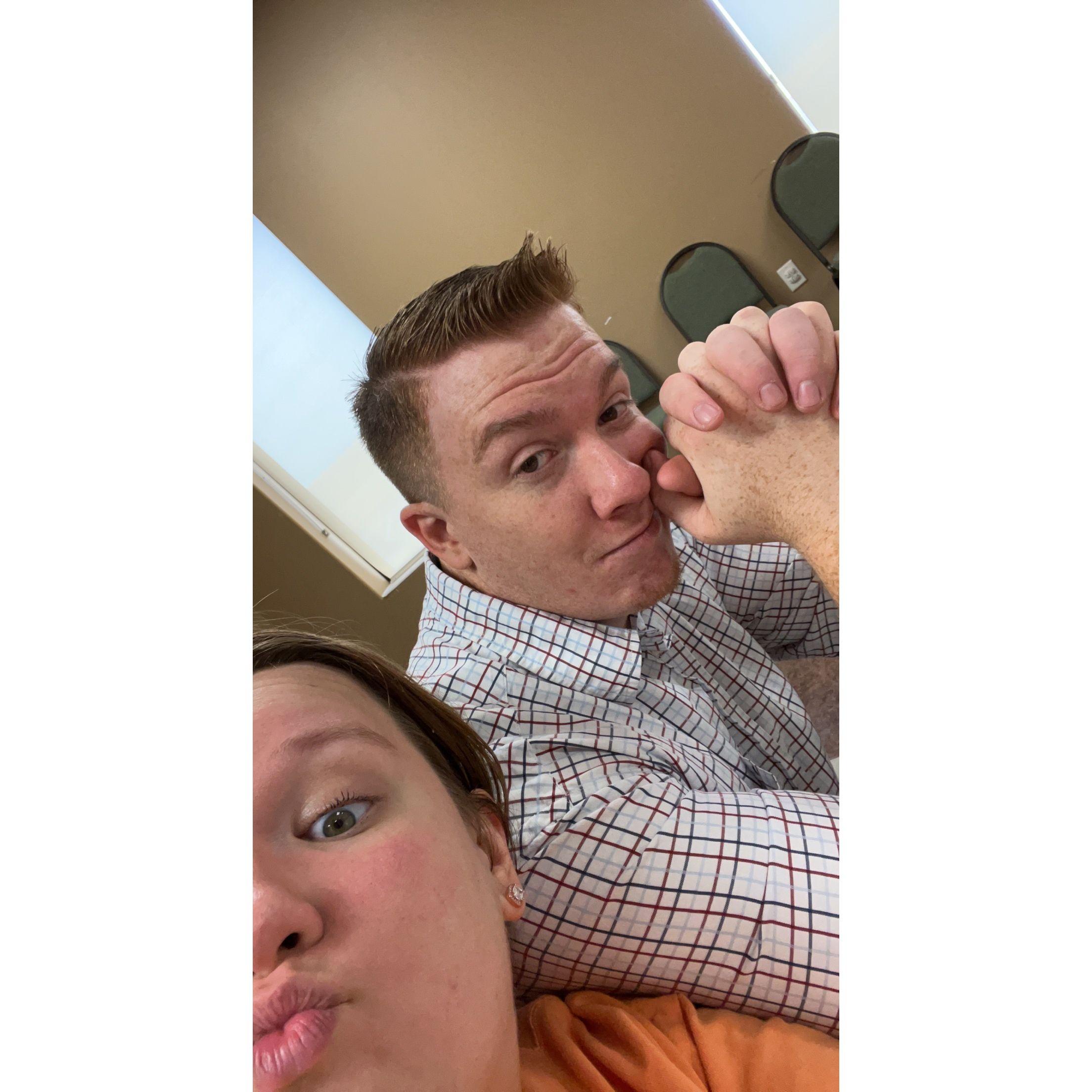 Charles and I snapping a selfie before Sunday School starts!