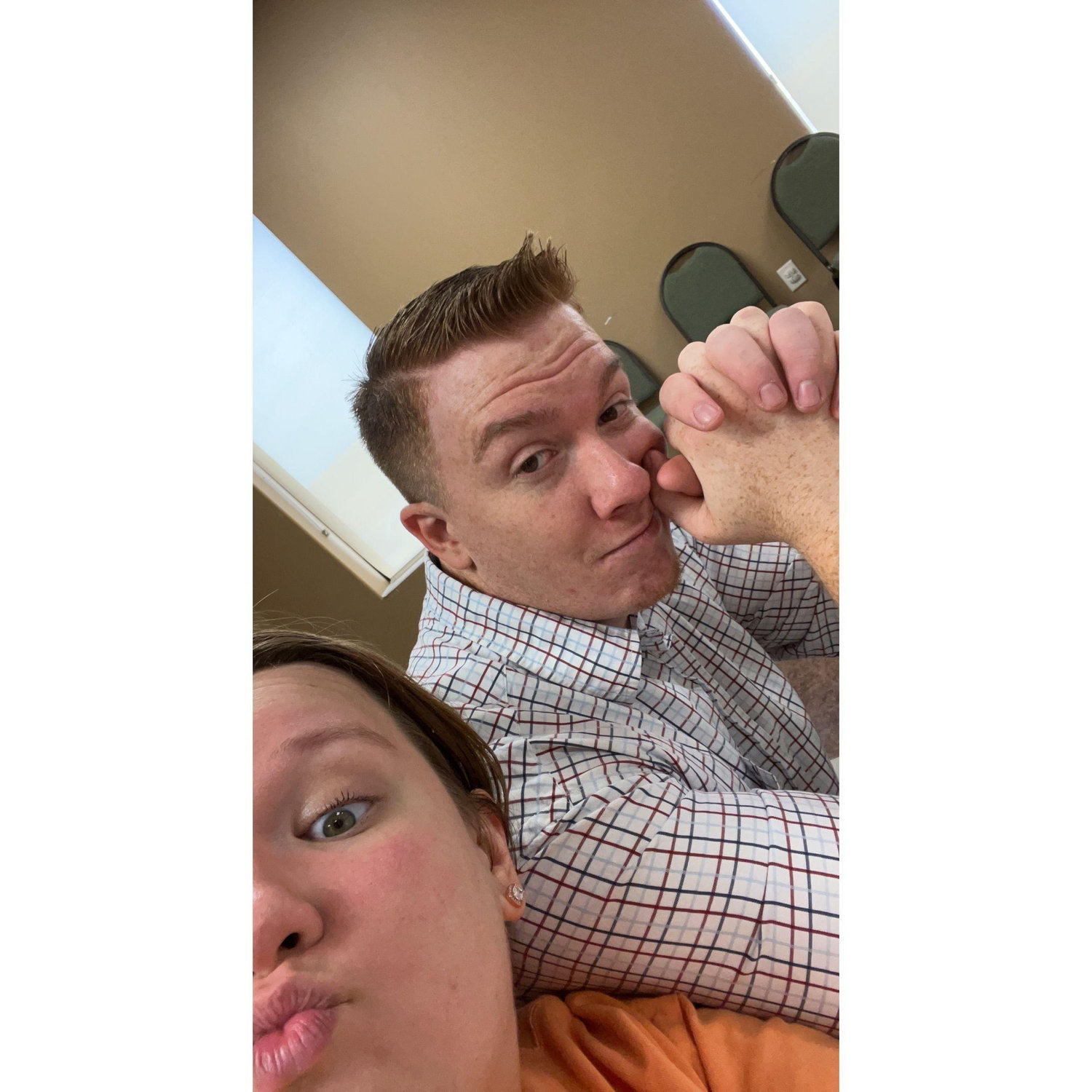 Charles and I snapping a selfie before Sunday School starts!