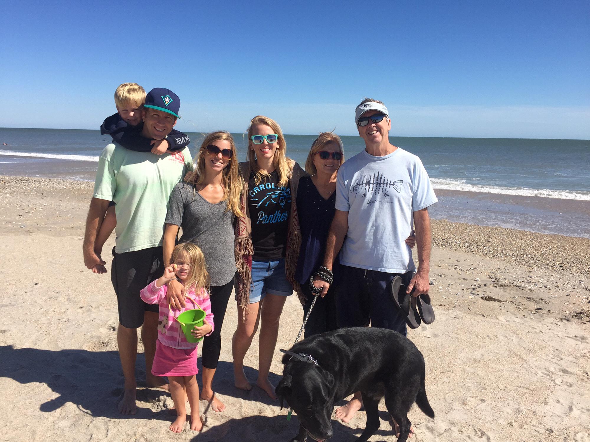 Walking on the beach with the fam