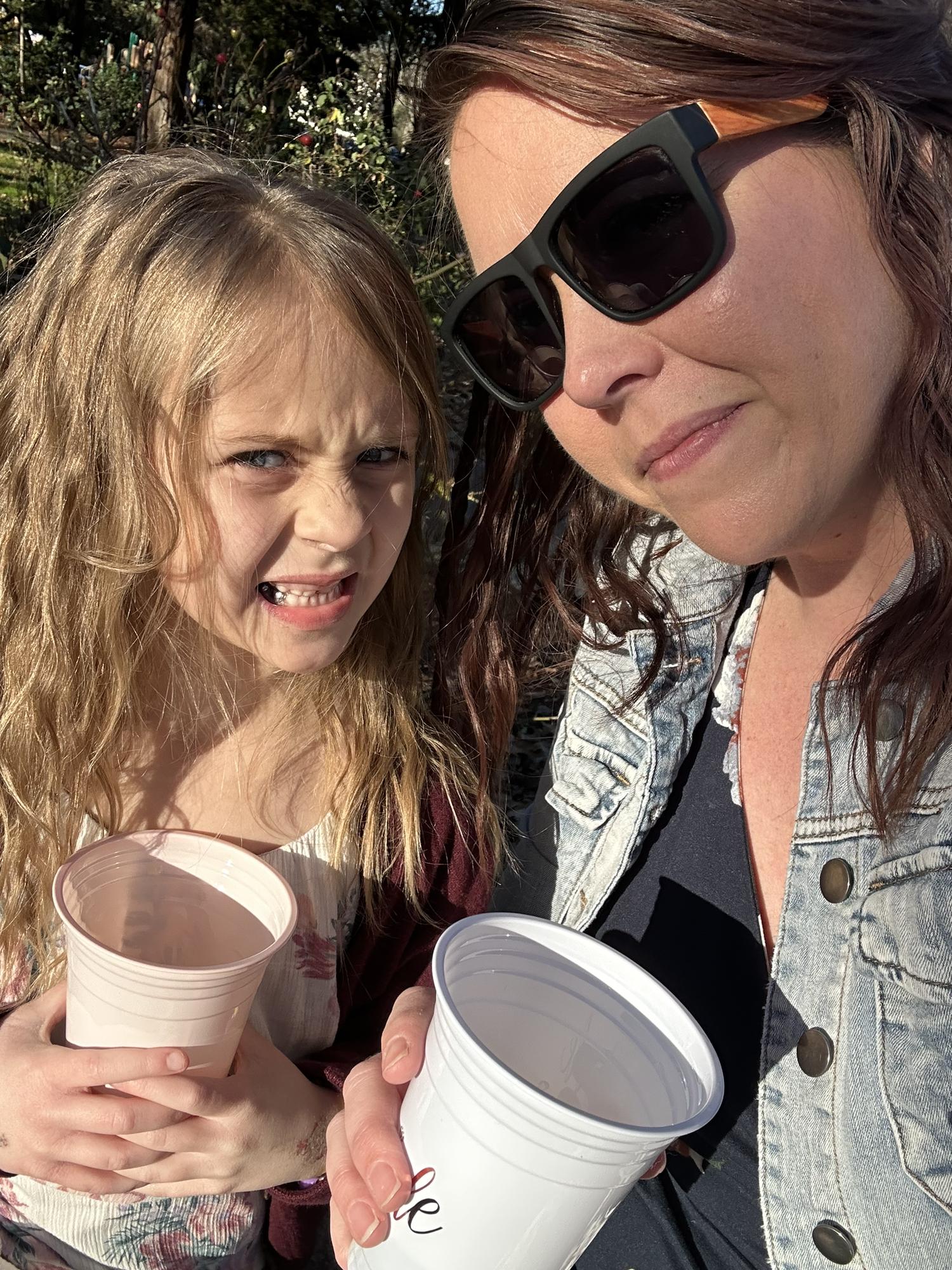 Toasting with one of the Flower Girls