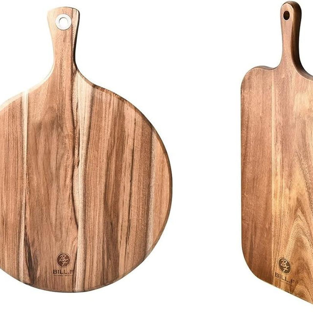 BILL.F Wood Cutting Board for Kitchen Set of 2 Cutting Board Wood with Handle for Meat,Cheese Board,Vegetables, Bread,Charcuterie - Decorative Wooden Serving Board for Kitchen and Dining Room