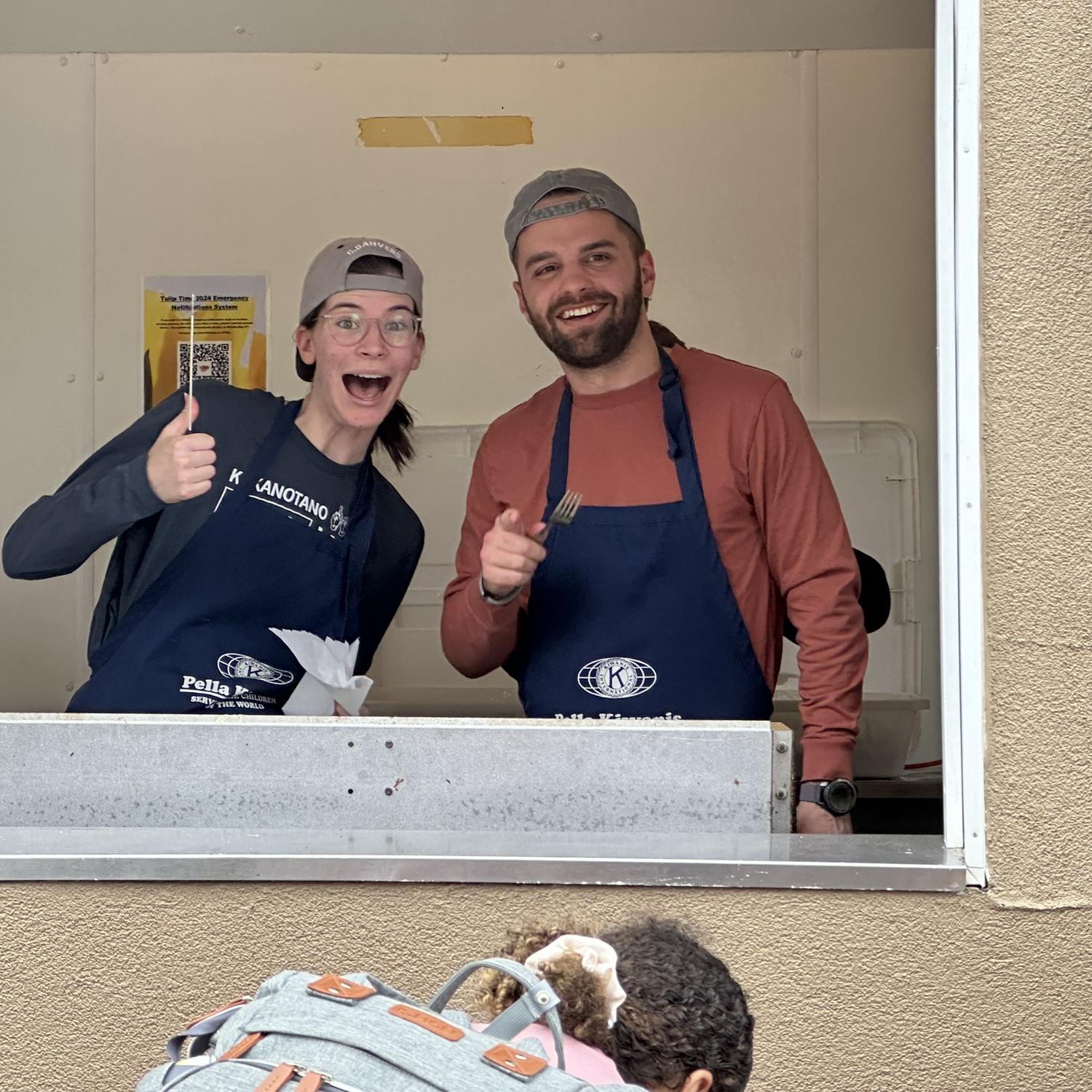 Working the Poffertjes stand together at Tulip Time