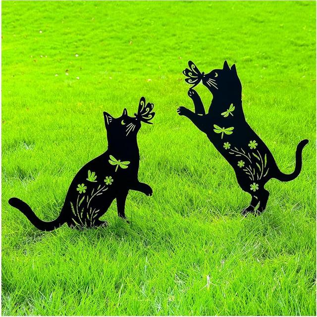 TIGGSY Cat Metal Decorative Garden Stakes Cat Gifts for Women/Men Unique Gifts Silhouette Statues for Yard Art, Outside, Patio, Outdoor Decor, Garden Decorations, Lawn Ornaments