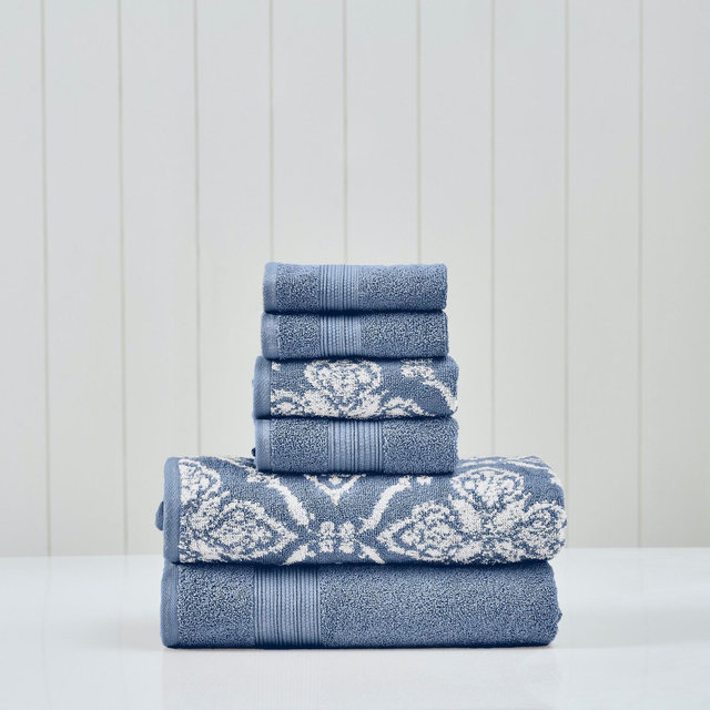 Modern Threads 6-Piece Cotton Jacquard Towel Set, Amaris, Denim