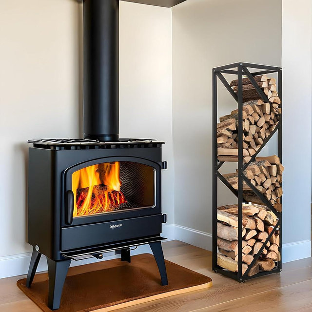 YOHSNOR Indoor Firewood Rack - Adjustable Storage Holder for Fireplace & Outdoor Fire Pits - Durable Welded Joint, Easy Assembly, Multi-Space Decorative & Functional Log Rack - Ideal Stove Accessories