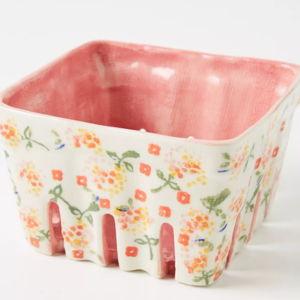 Floral Ceramic Berry Basket