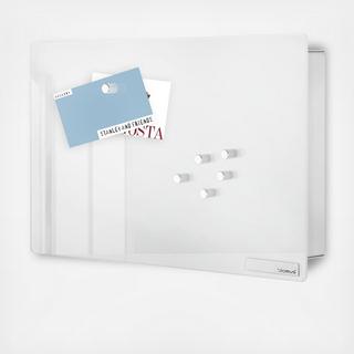 Velio Horizontal Glass Magnet Board with Hook Organizer