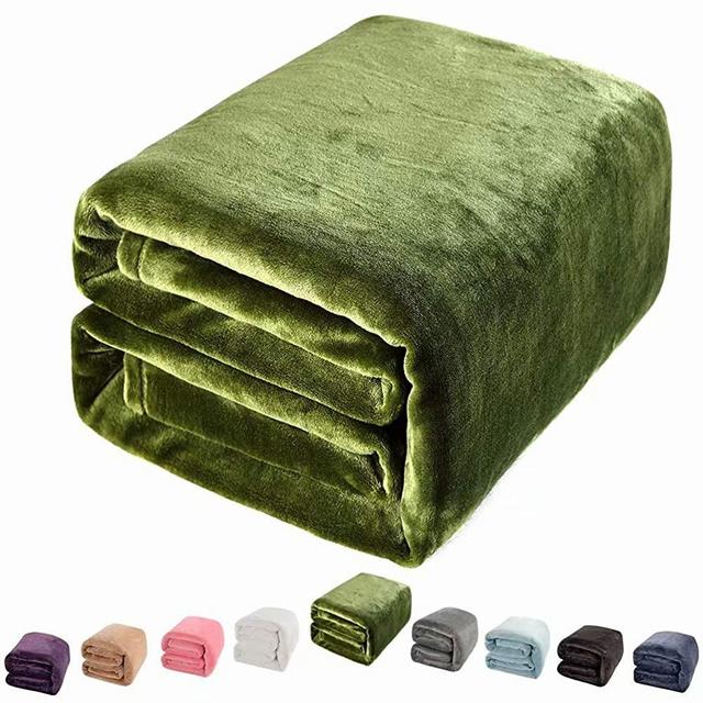 Shilucheng Luxury Fleece Blanket Super Soft and Warm Fuzzy Plush Lightweight Twin Couch Bed Blankets - Green