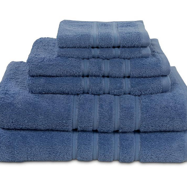 Designer MyTowels 6-Piece Set Premium Shirpur Cotton, Denim Blue