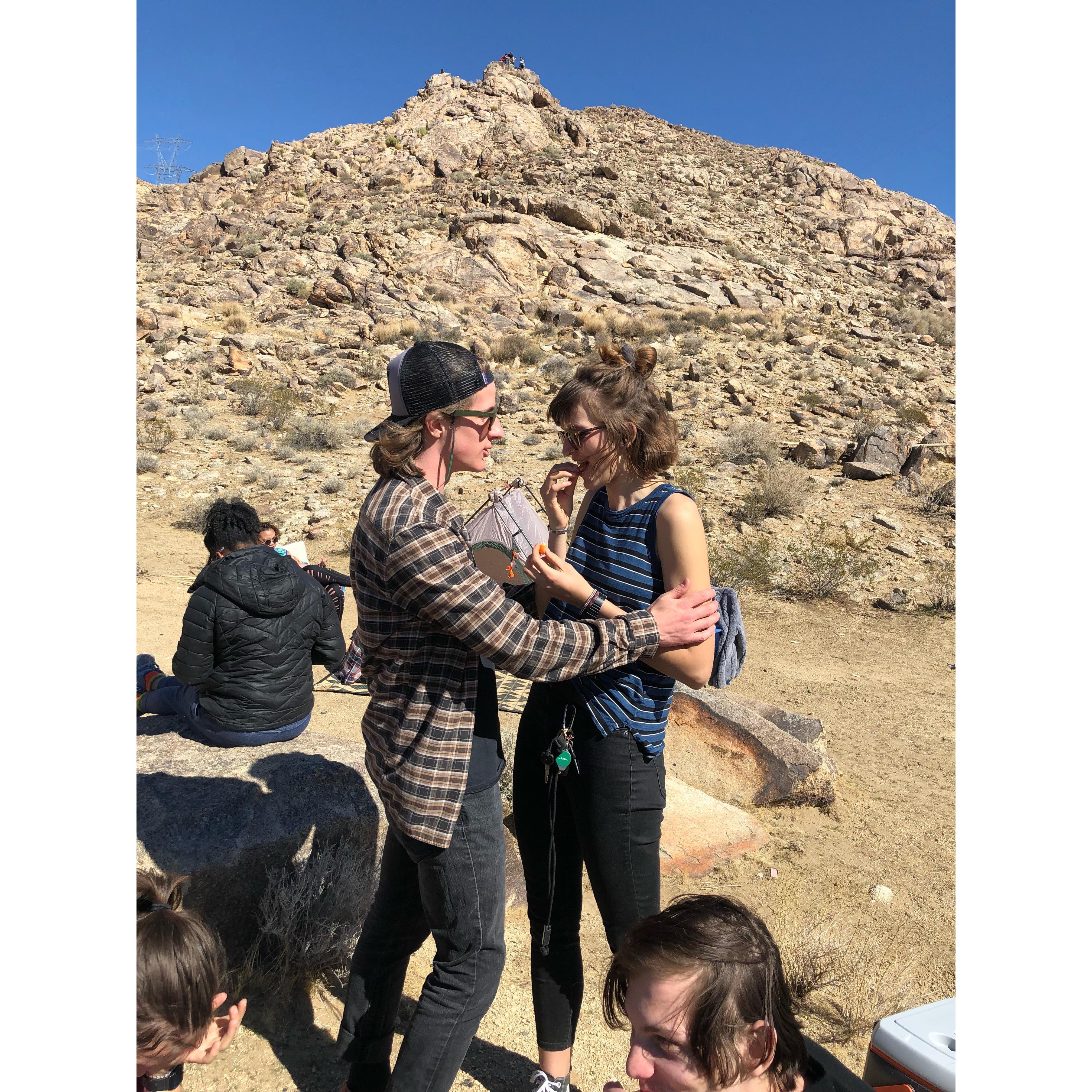 Sam supporting Rachel on set of her senior project <3