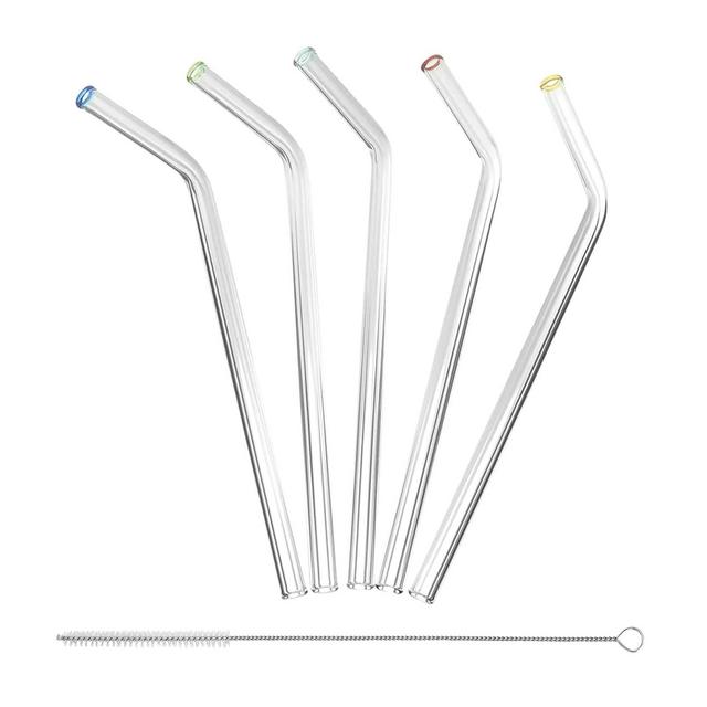 Better Houseware Glass Straws with Cleaning Brush, Set of 5