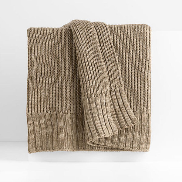 Sweater Knit 70"x55" Chestnut Beige Throw Blanket