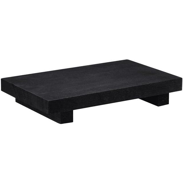 Wood Riser Tray Soap, Stand Soap Tray for Kitchen Sink, Wood Pedestal for Kitchen Counter Sink Stand Decorative Rustic Bathroom Dishes for Plant Bottles Candles Display (Black, 12 x 7 Inch)